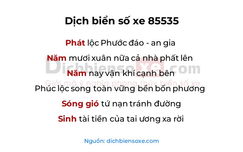 Dịch thơ biển số 85535