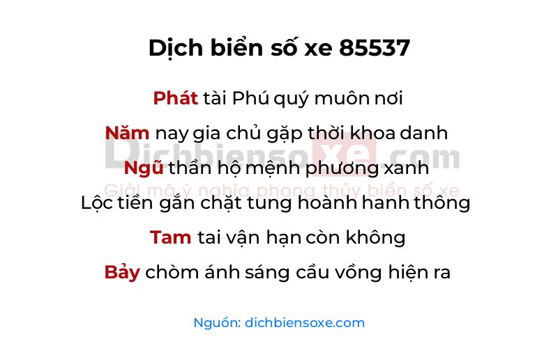 Dịch thơ biển số 85537