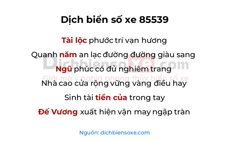 Dịch thơ biển số 85539