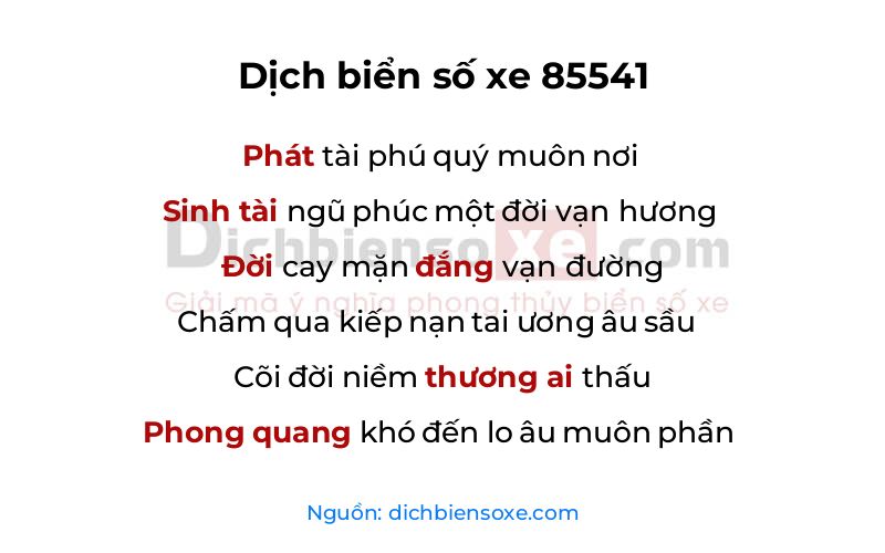 Dịch thơ biển số 85541