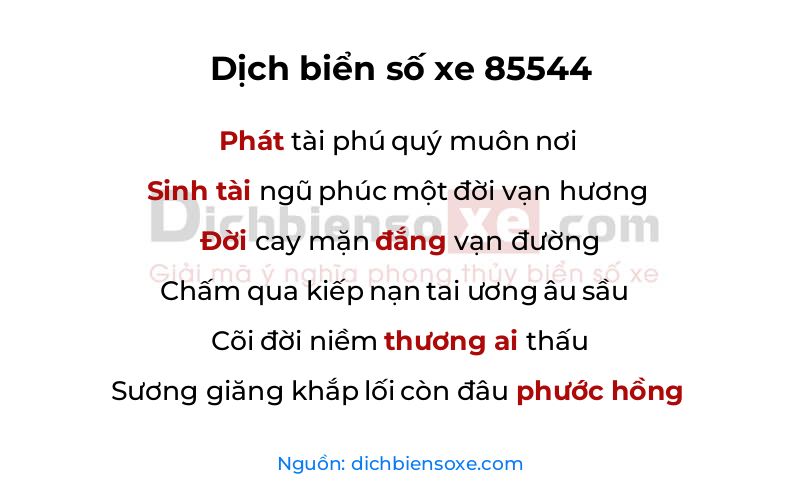 Dịch thơ biển số 85544