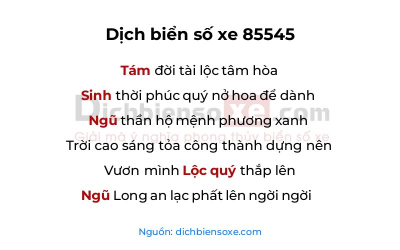 Dịch thơ biển số 85545