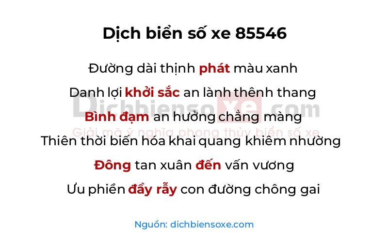 Dịch thơ biển số 85546