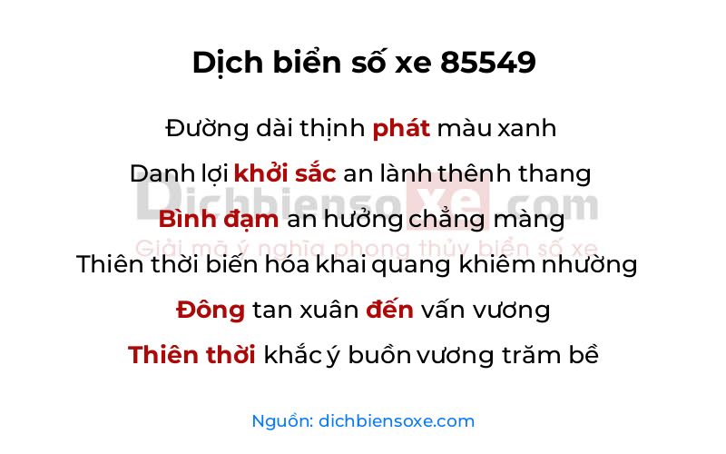 Dịch thơ biển số 85549