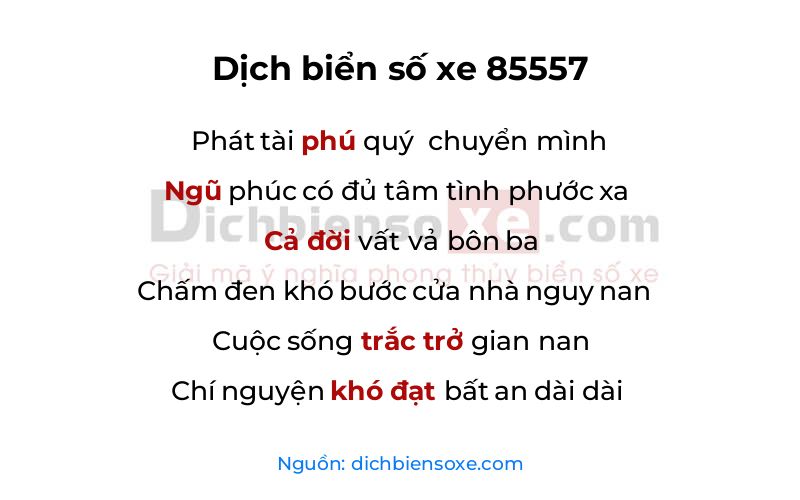Dịch thơ biển số 85557