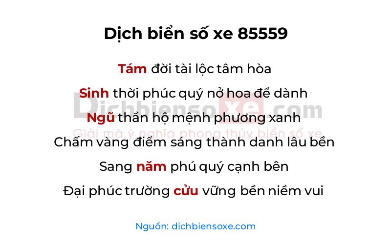 Dịch thơ biển số 85559