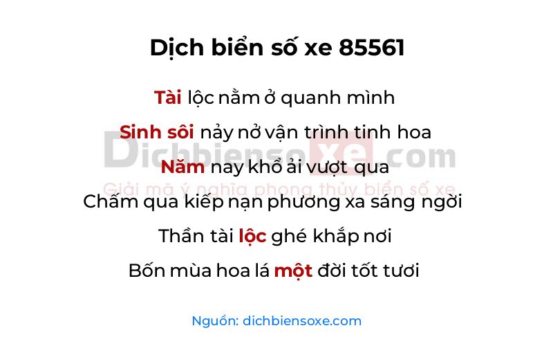 Dịch thơ biển số 85561