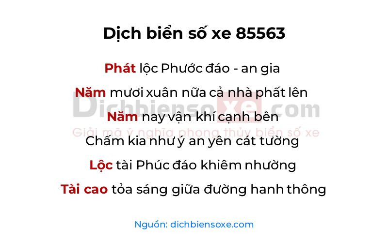 Dịch thơ biển số 85563