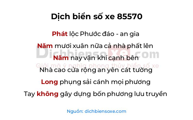 Dịch thơ biển số 85570