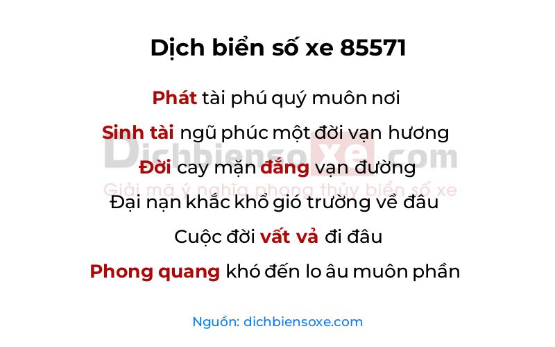 Dịch thơ biển số 85571