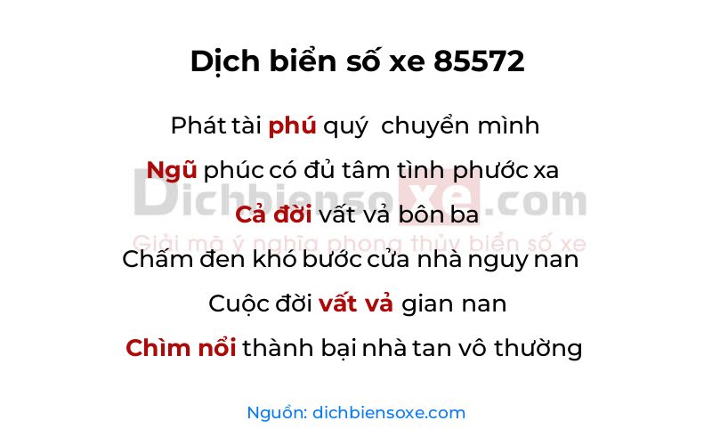 Dịch thơ biển số 85572