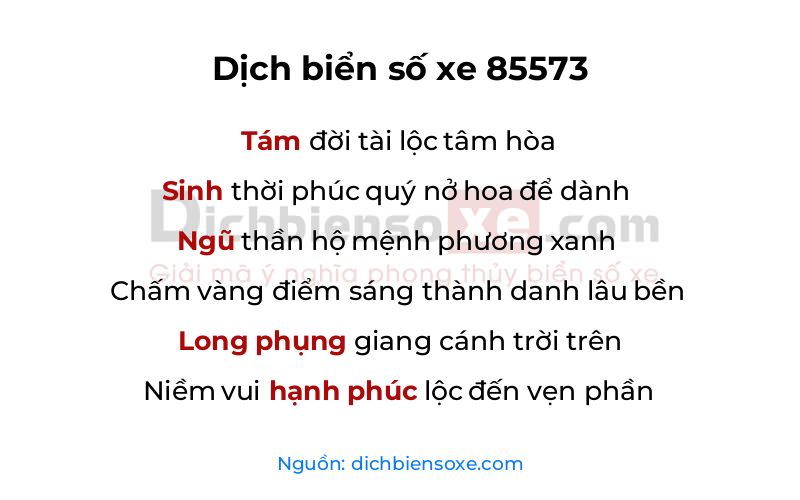 Dịch thơ biển số 85573