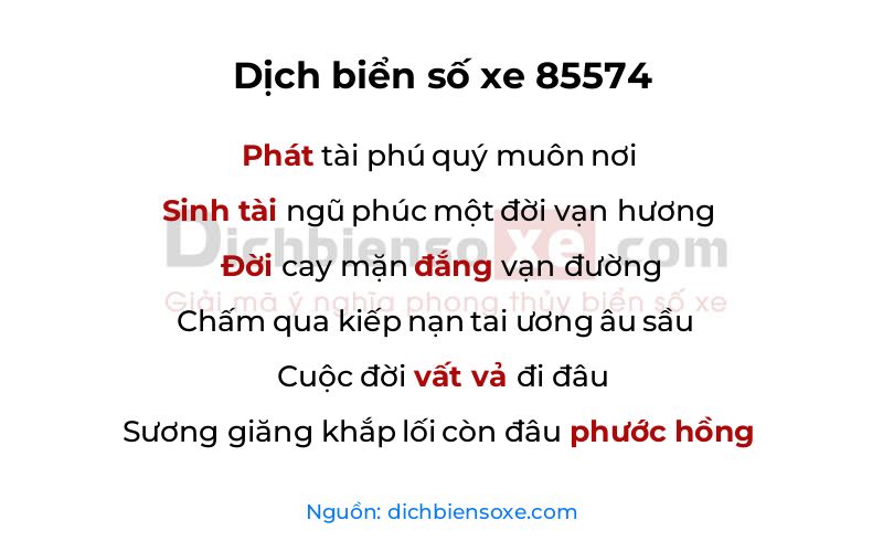 Dịch thơ biển số 85574