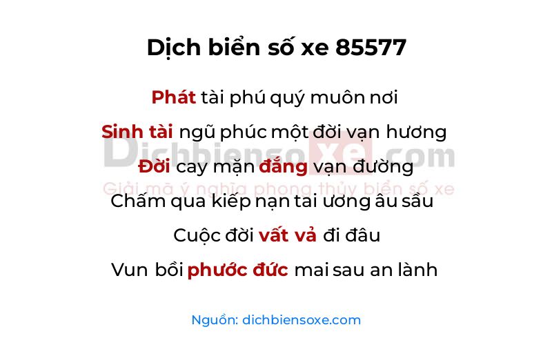 Dịch thơ biển số 85577