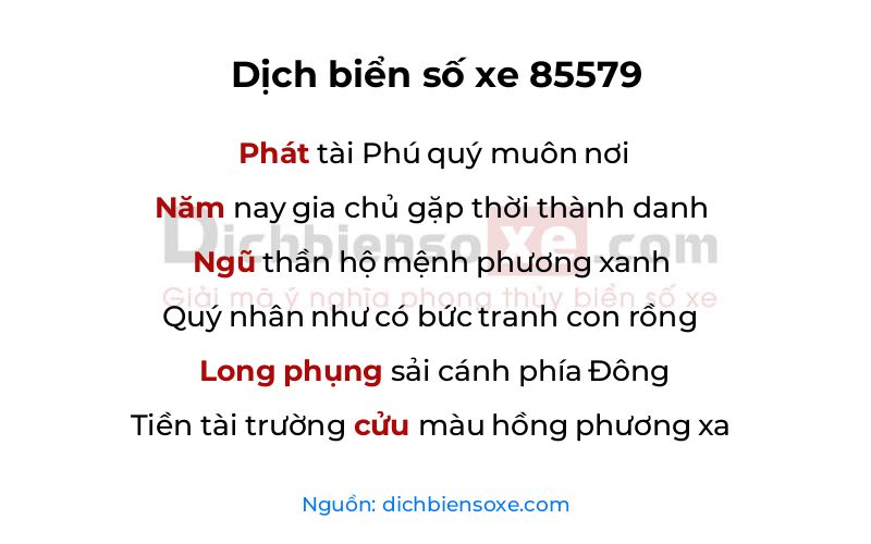 Dịch thơ biển số 85579