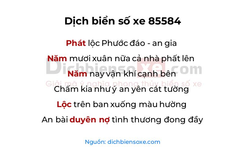 Dịch thơ biển số 85584
