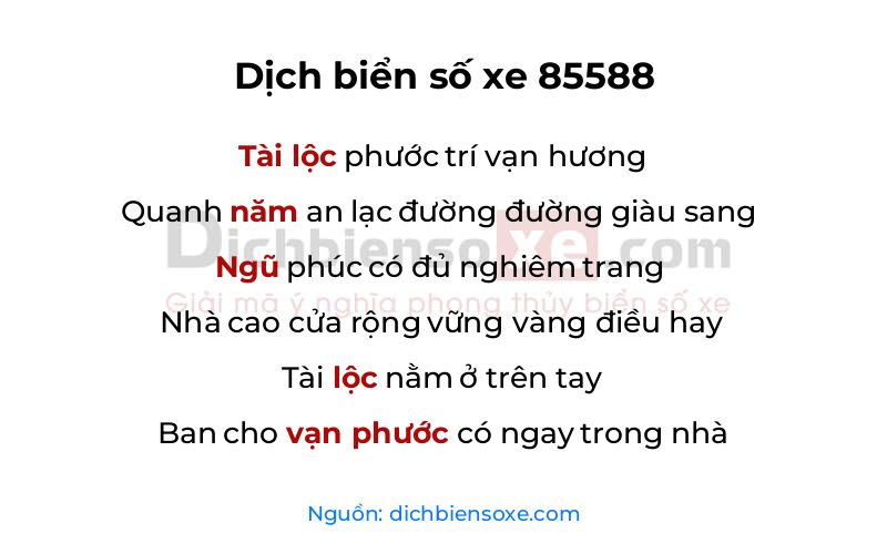 Dịch thơ biển số 85588