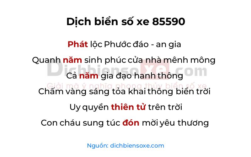 Dịch thơ biển số 85590