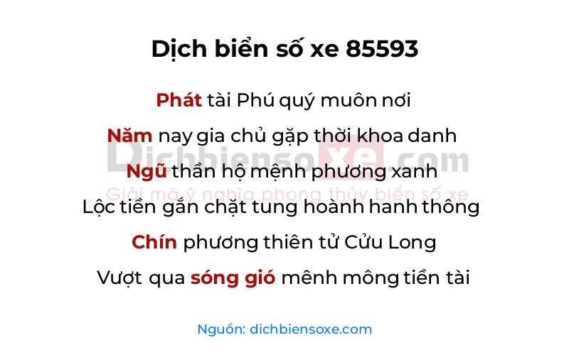 Dịch thơ biển số 85593