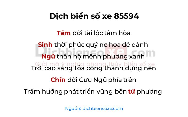 Dịch thơ biển số 85594