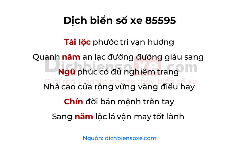 Dịch thơ biển số 85595