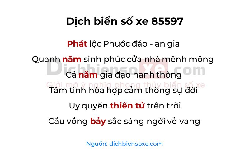 Dịch thơ biển số 85597