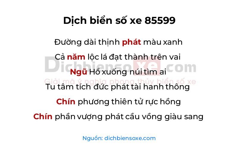 Dịch thơ biển số 85599