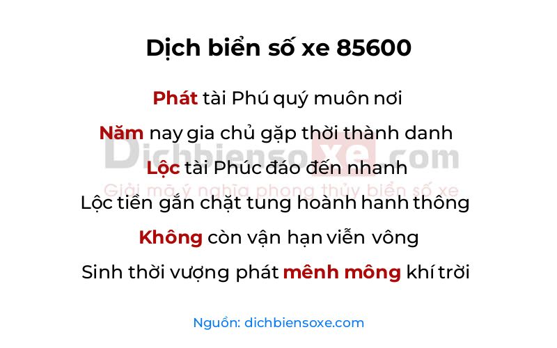 Dịch thơ biển số 85600