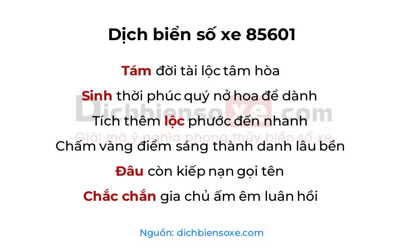 Dịch thơ biển số 85601