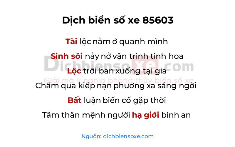 Dịch thơ biển số 85603