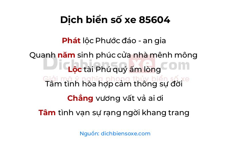 Dịch thơ biển số 85604