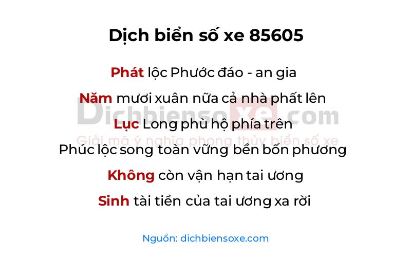 Dịch thơ biển số 85605