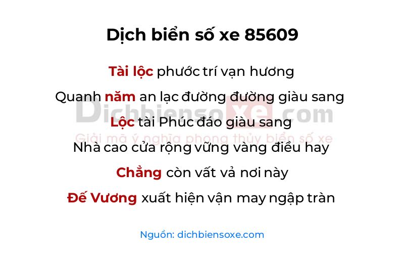 Dịch thơ biển số 85609