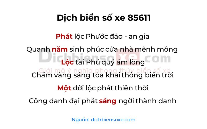 Dịch thơ biển số 85611