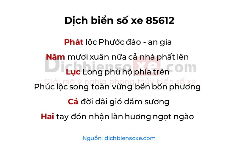 Dịch thơ biển số 85612
