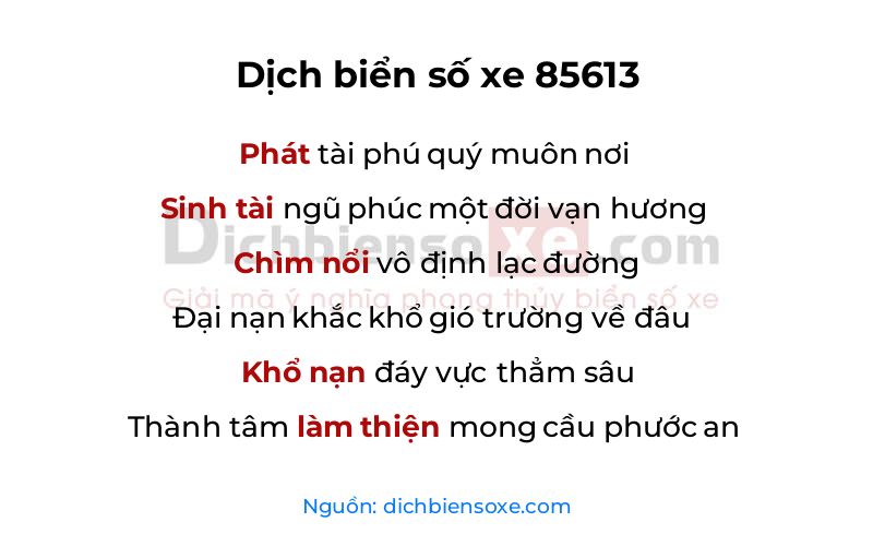 Dịch thơ biển số 85613