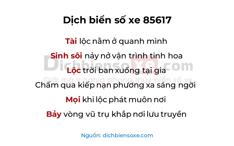 Dịch thơ biển số 85617
