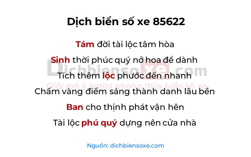 Dịch thơ biển số 85622