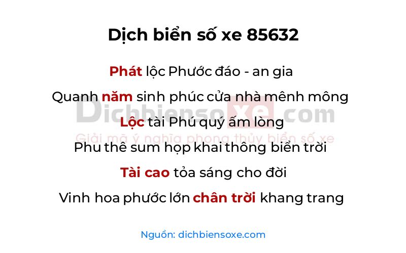 Dịch thơ biển số 85632