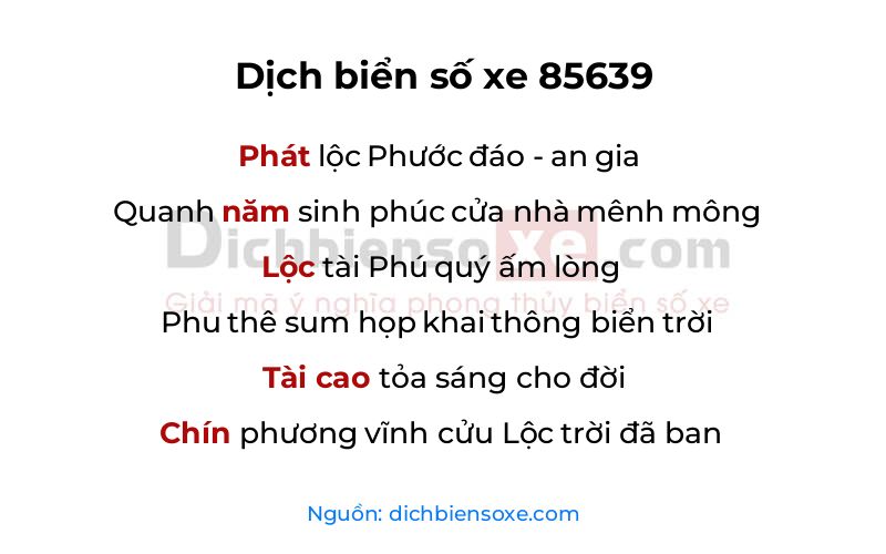 Dịch thơ biển số 85639