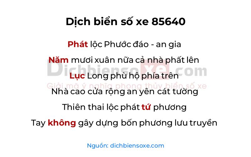 Dịch thơ biển số 85640