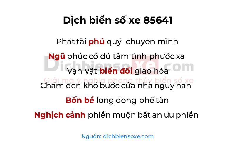 Dịch thơ biển số 85641