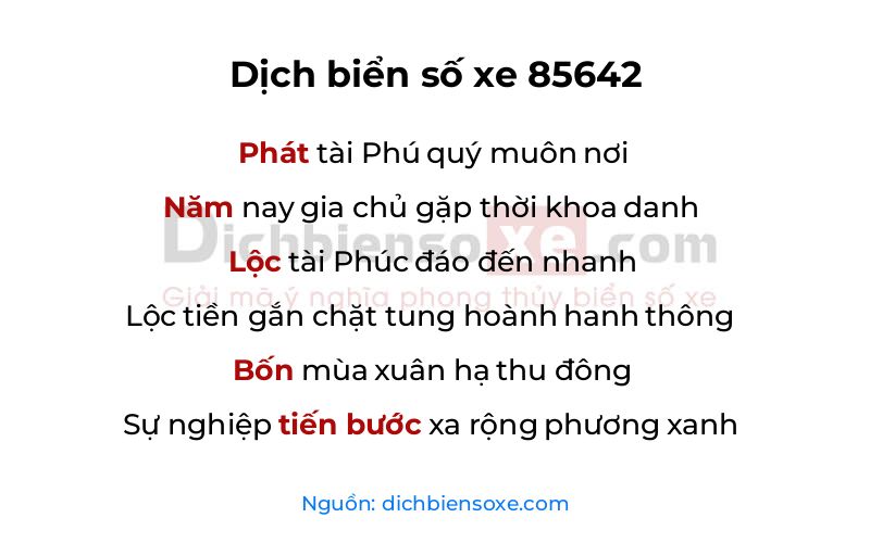 Dịch thơ biển số 85642