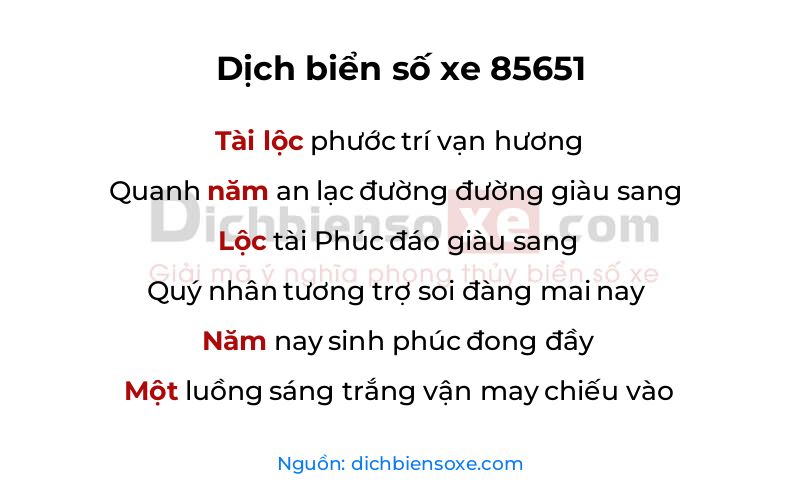 Dịch thơ biển số 85651