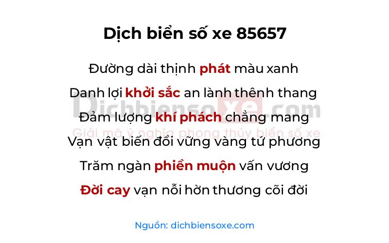 Dịch thơ biển số 85657