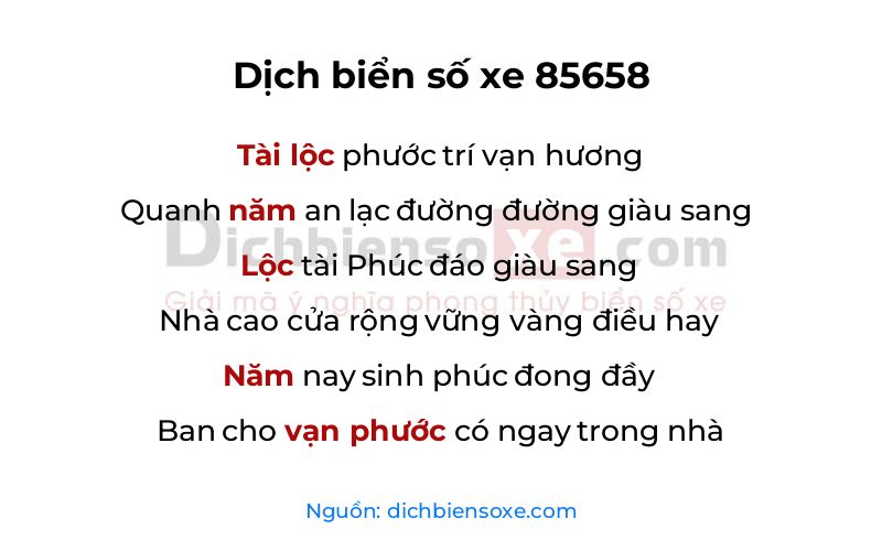 Dịch thơ biển số 85658