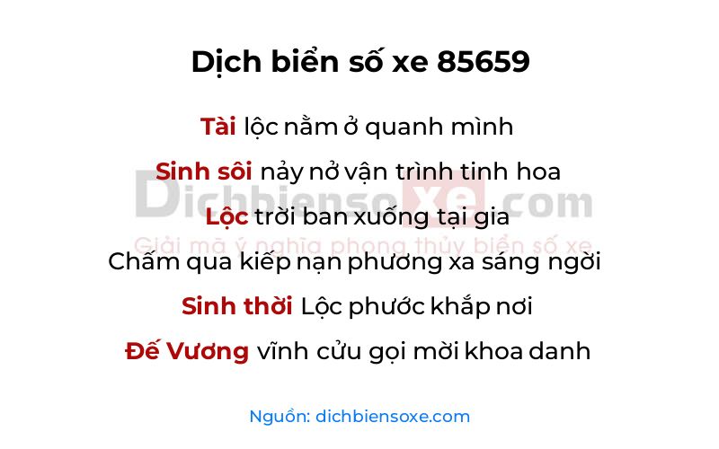 Dịch thơ biển số 85659