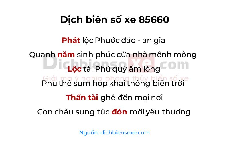 Dịch thơ biển số 85660