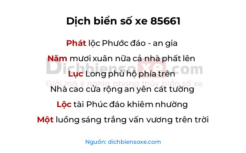 Dịch thơ biển số 85661