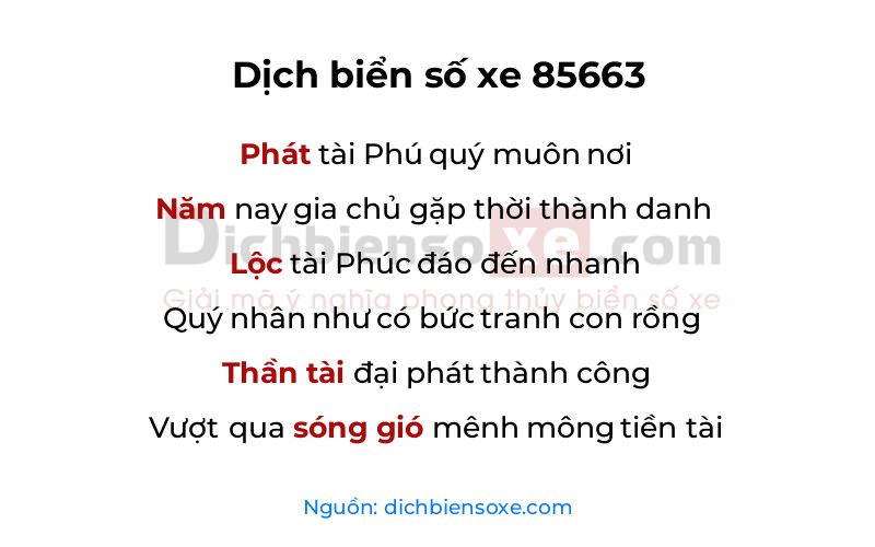 Dịch thơ biển số 85663